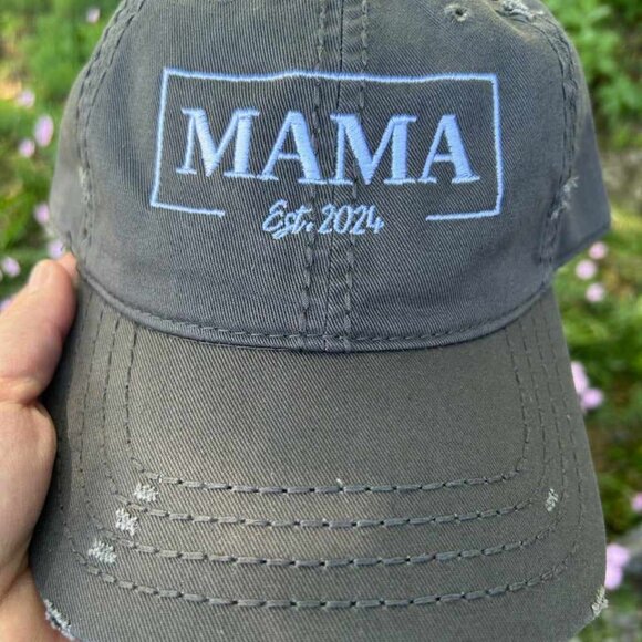MAMA Established 2024 Custom Embroidered Hat Gift new Mom New Baby First Baby - Picture 4 of 5